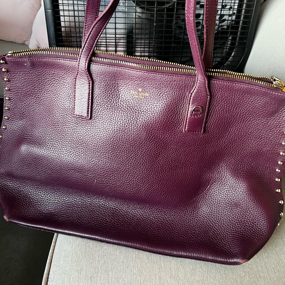 Kate Spade Purple Leather Tote Bag